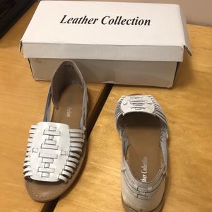 White leather sandals